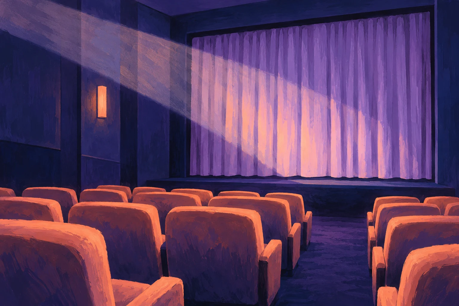 Ilustración IA de una sala de proyección inventada; no representa oficinas de Netflix, una película ni una presentación celebrada.